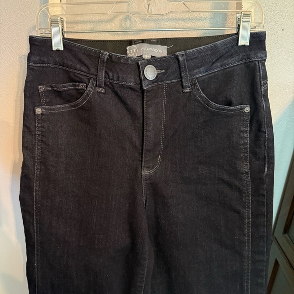 Wit & Wisdom Women's Dark Wide Leg Jeans Size 8 Petite Stretch High Waisted - Picture 1 of 13